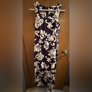 Navy Blue & White Hilo Hattie Hawaiian Dress